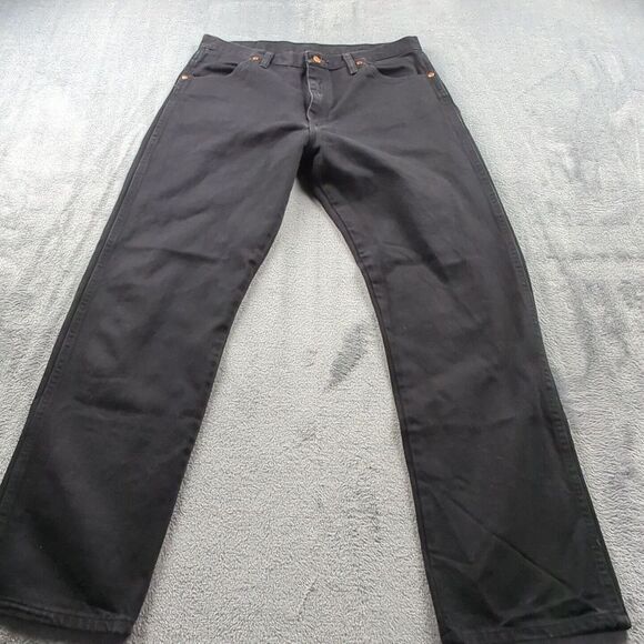 Wrangler Jeans Mens 35 x 32.5‎ Black 13MWZWK Cowboy Cut Black Denim Vintage - Picture 1 of 11